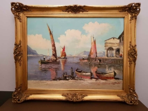 Łodzie w zatoce. Erich Zimmermann ( 1908 - 2007 )