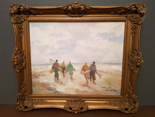 Powrót rybaków . Bruno Juttner (1880 - 1965 )