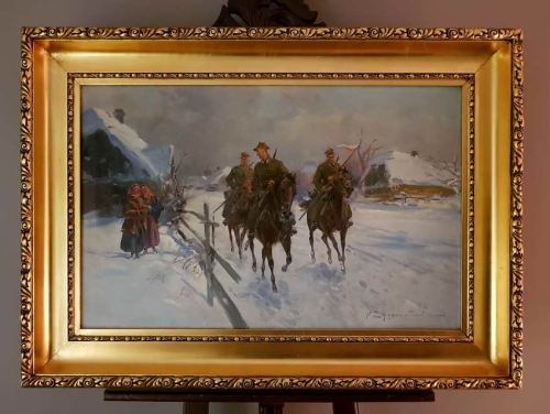 Ułani z dziewczętami - Ignacy Zygmuntowicz (1875 Warszawa - 1947 Łódź)