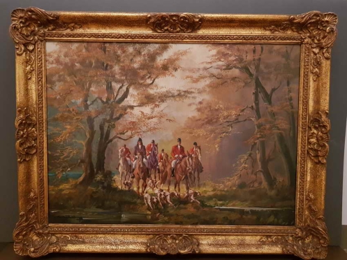 Piękny obraz Polowanie. Artur Muller. (Vienna XXw.) Polecamy !