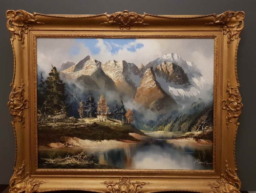 Widok na Zugspitze z doliny Loisach. J.E. Lemke.