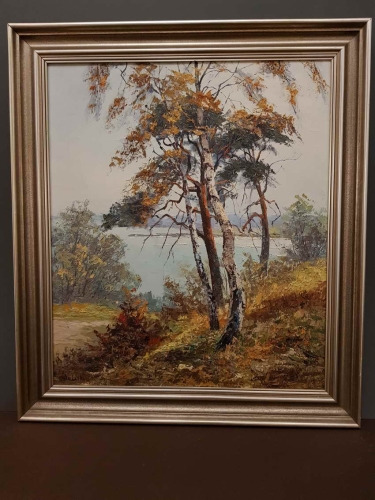 Jesienny poranek nad jeziorem. Hans Kaluske