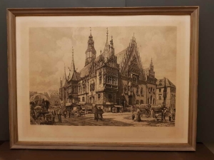 Duża akwaforta Wrocław-Breslau  Hugo Ulbrich. Polecamy!