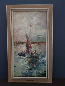 Żagle w zatoce  Walter Prescher van ED  Oryginał  