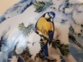 Sikorki miedzy gałązkami jodły Talerz porcelanowy