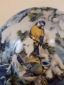 Sikorki miedzy gałązkami jodły Talerz porcelanowy