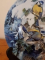 Sikorki miedzy gałązkami jodły Talerz porcelanowy