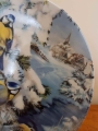 Sikorki miedzy gałązkami jodły Talerz porcelanowy