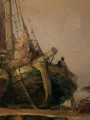 RUDOLF PRIEBE Łodzie przy brzegu - ORYGINAŁ