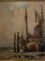 RUDOLF PRIEBE Łodzie przy brzegu - ORYGINAŁ