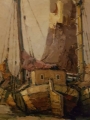 RUDOLF PRIEBE Łodzie przy brzegu - ORYGINAŁ