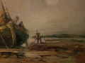 RUDOLF PRIEBE Łodzie przy brzegu - ORYGINAŁ