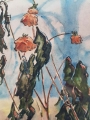 Duża piękna akwarela Maki 1949r.