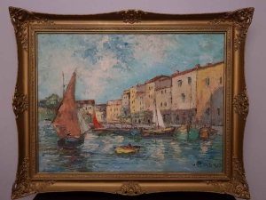 Zatoka w Les - Martigues   Walter  Prescher  van  Ed  Obraz  olejny