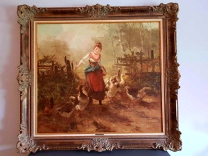 Gęsiarka   Obraz  olejny  Gerhard  Dickmeis