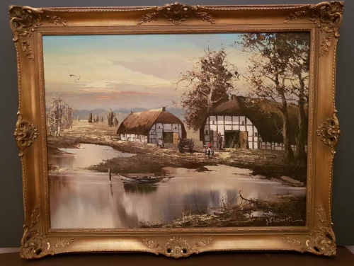 Pejzaż z wiejska chata . J.E. Lemke * 1916